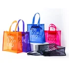 Pink Custom Fashion Eco Friendly Cheapest High Quality Transparent Little Neon Pink Pvc Tote Bag