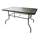 Table High Quality Camping Outdoor Garden Leisure Steel Frame Tempered Glass Table
