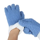 Glove Microfiber Desk Window Car Cleaning Glove Custom Soft Elastic Thick Velvet Knitted Household Cleaning Glove Blue