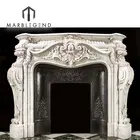 White Marble Fireplace Villa One-stop Solution Antique Style Hand Carved Mantel Freestanding White Marble Fireplaces