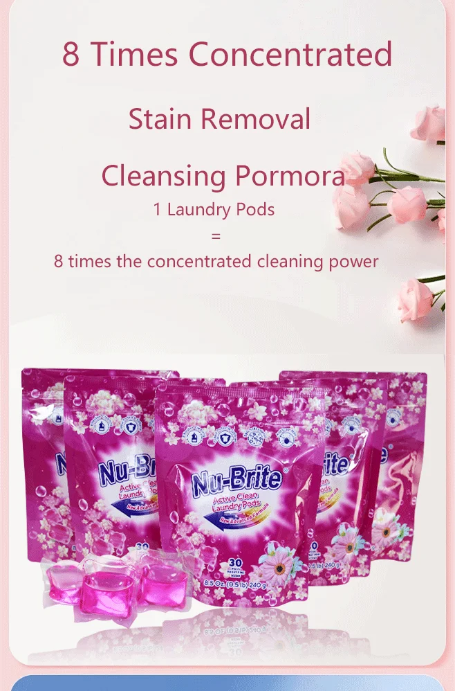 Nu Brite Laundry Detergent Disposable Floral Jasmine Scented Gel Pods Washing Beads Pods details