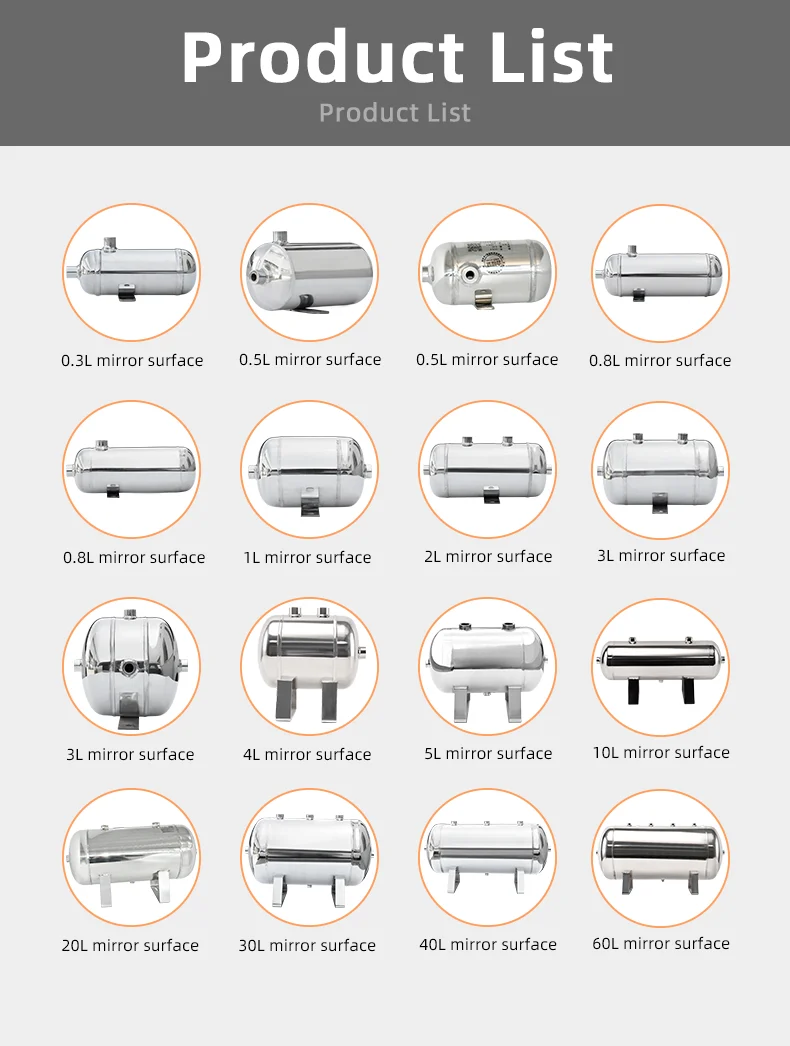 10L Stainless Steel Air Tank Truck Air Suspension System Accessories factory