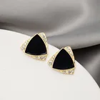 Earrings Black Most Popular Diamond Geometric Earrings Triangle Black Simple Small Stud Earrings