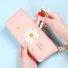Soft Bag School Pencil Bag Soft PU Leather Waterproof Zippered Pencil Bag For Primary School Students