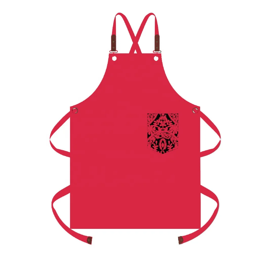 Cross strap adjustable solid color sleeveless neutral cotton cooking anti fouling Printed pattern apron