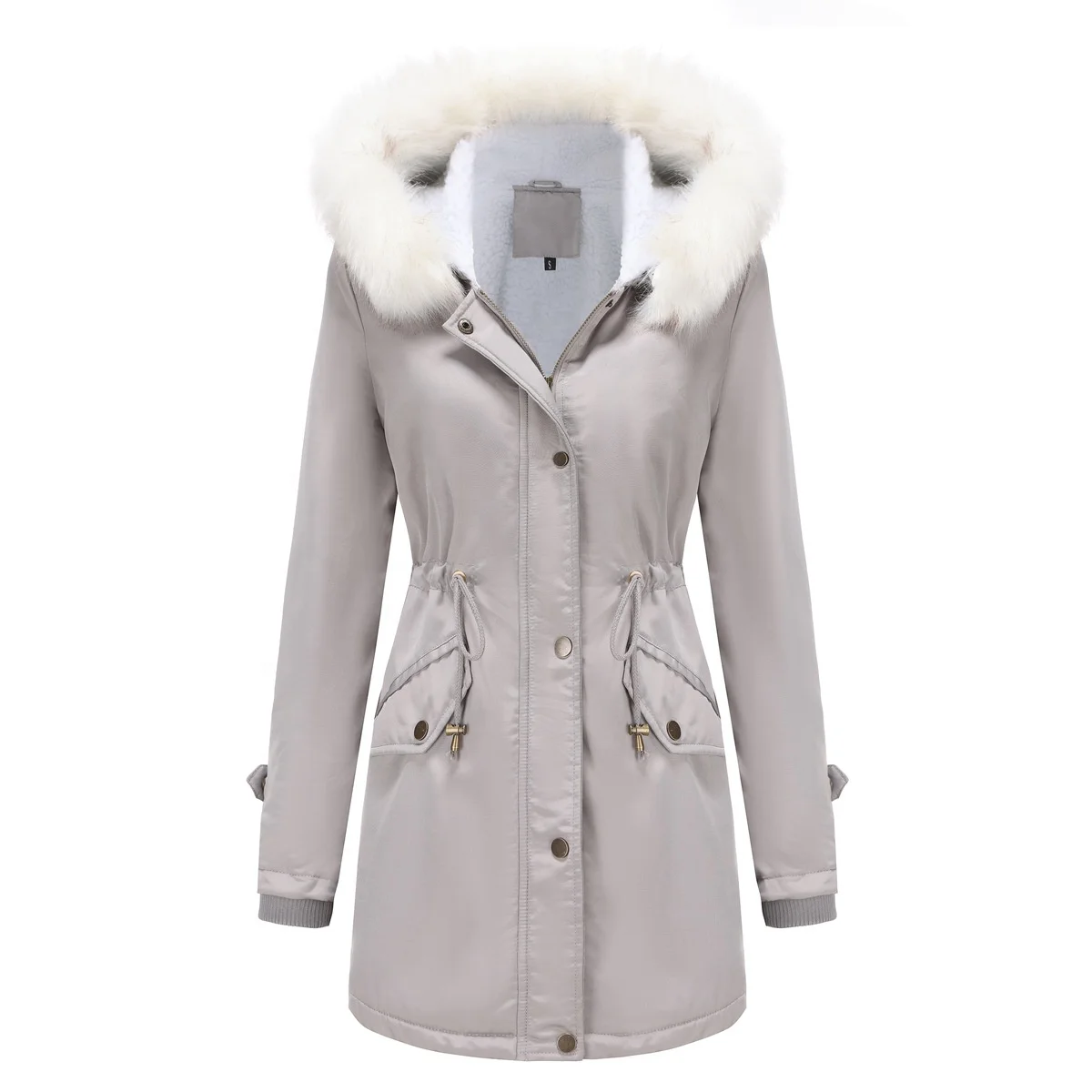 Womens Winter Hooded Parka Cotton Lined Down Coats Warm Fashion Lightweight With Zipper Portable Puffer Jackets
