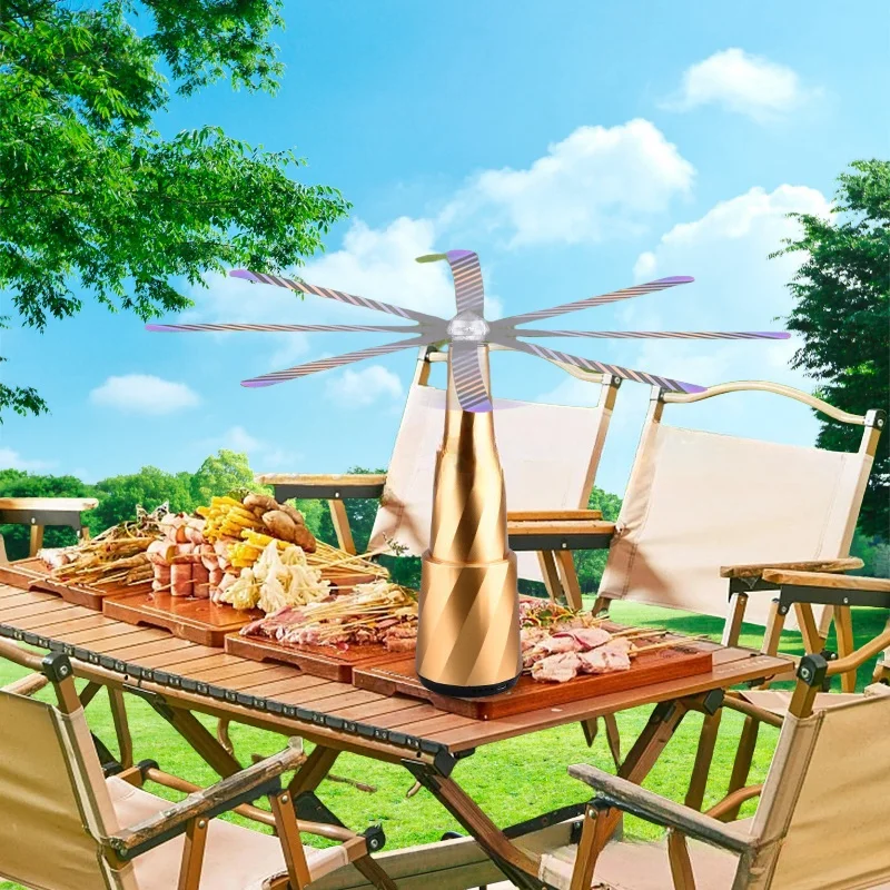 High Quality Reusable Foldable Portable Indoor/Outdoor Portable Automatic Insect Repellent Table Fan for Dining Picnic Stall