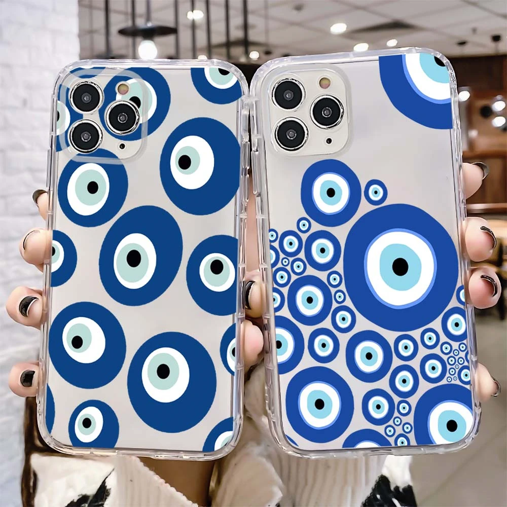 Shockproof Evil Eye Clear TPU cell Phone Case For iPhone 14 pro max