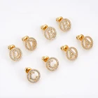 Gold Cz Earrings Earrings 2021 Fashion Jewelry 18 K Gold Plated Brass CZ Letter A-Z Earrings For Women