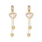 Pearl Hyacinth Valentines Day Gifts Dainty Stainless Steel Hoop Dangling Heart Pearl Earrings For Women