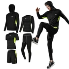 Sports 5 Pieces Of Men's Tights Gym Sports Suit Training Sportswear Fitness Clothing
