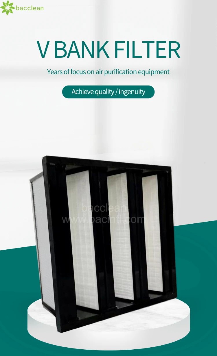 Iso 16890 Hoggery Cleanroom Merv 15 Plastic Frame V Bank Filters Fine