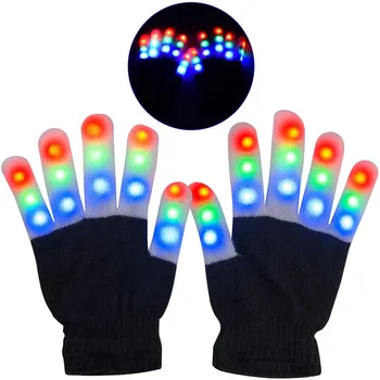 Halloween festival party supplier kids Adult glowing Flashing Finger Rave Light up flashlight LED Gloves