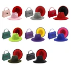 Brand Lady Hand Bag 2021 Famous Brand Lady Handbag 2 Tone Colour Fedora Hat Set Fedora Hats Hand Bag Set