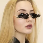 Personality Red Red Sunglasses Prom Personality Samll Red Metal Framless Fire Flame Sunglasses