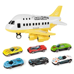 Educational toy plane china trade for kids learning boys with 6pcs alloy car toy