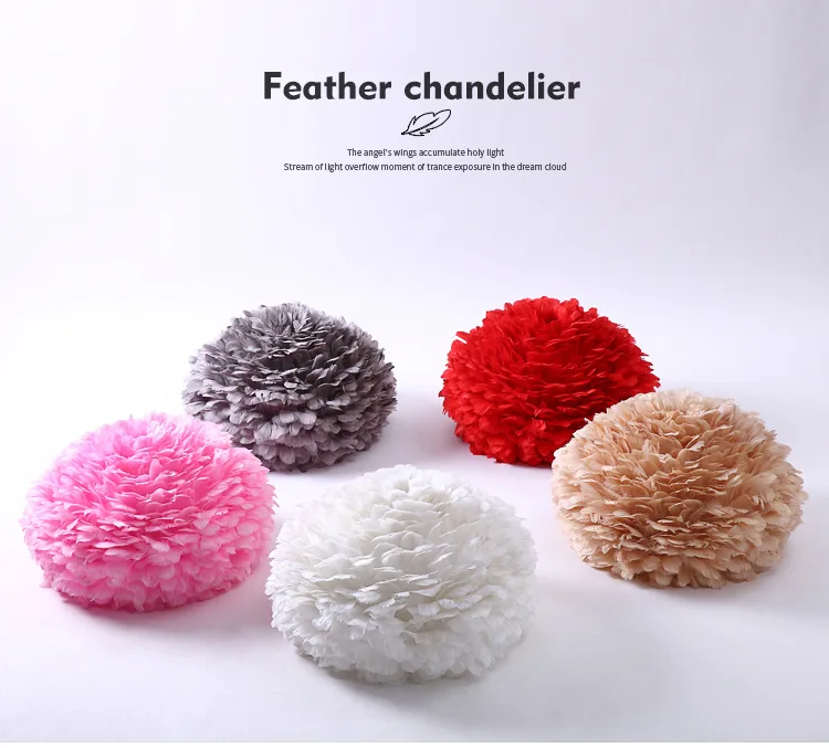 Luxury Feather Chandelier Light Cloud Pendant Hanging Lamp For Living Room
