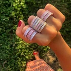 Finger Ring Gemnel New Arrival 925 Silver Women Design Bling Jewelry 2 Row Tennis Finger Ring
