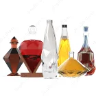 Bottle With Wholesale Diamond Surface Glass Wine Liquor Bottle Glass Brandy Bottle With Lid