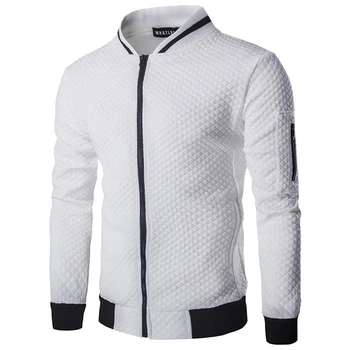 HONGNUO White Filled Coat New Fashion Bomber Men Causal Aket Zipper Long Sleeve Warm Winter Men's S Quilted Jacket for Winter