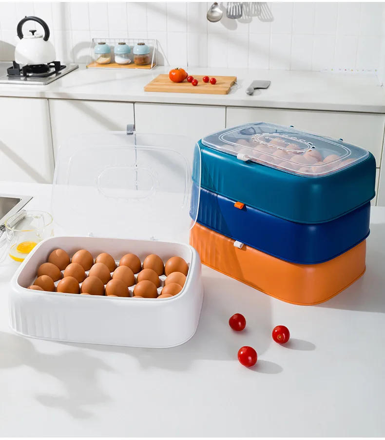 Kitchen Storage Shelf Easy Pick Up Egg Food Storage Boxes Lids Refrigerator Organizer Bins