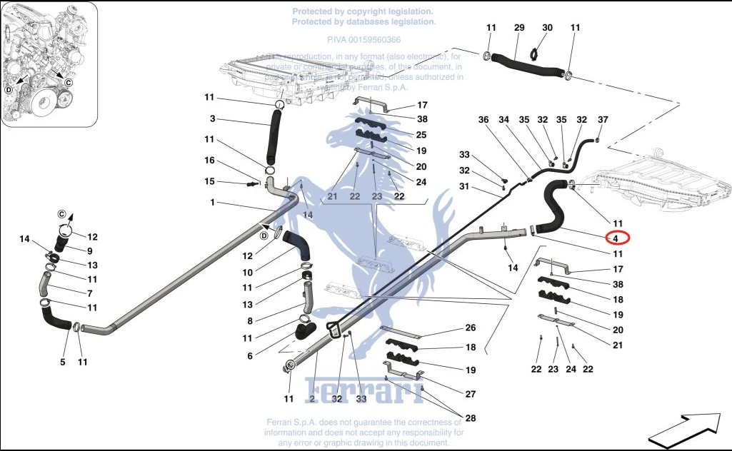 Amazing Quality Car Accessories OEM Equivalent Material Water Inlet Hose Radiator Hose 806789 For Ferrari F488/PST/F8 details