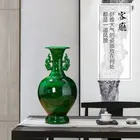 Hot Selling Creative Antique Hotel Home Decoration Green Ceramic Flowers Vase