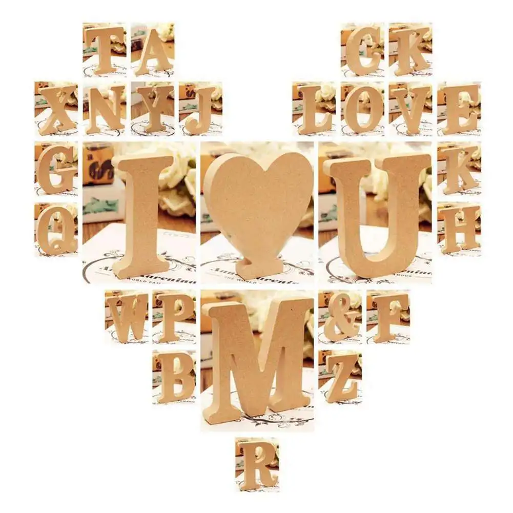 Wooden Letters Alphabet Ornament Wedding Birthday Party Home Decor Crafts DIY 