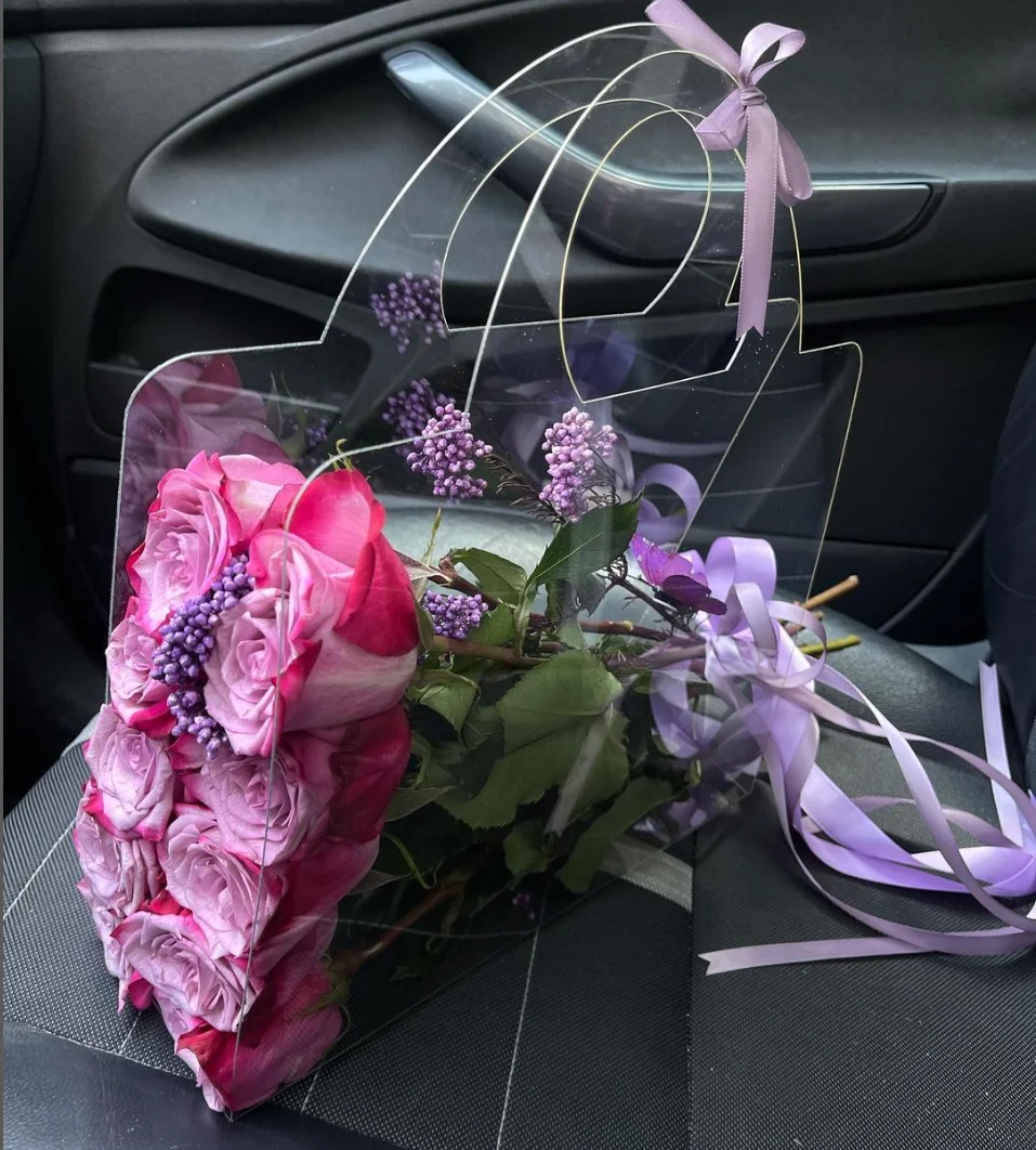 Transparent Plastic Flower Bouquet Packing Carrier Clear Pvc Bag