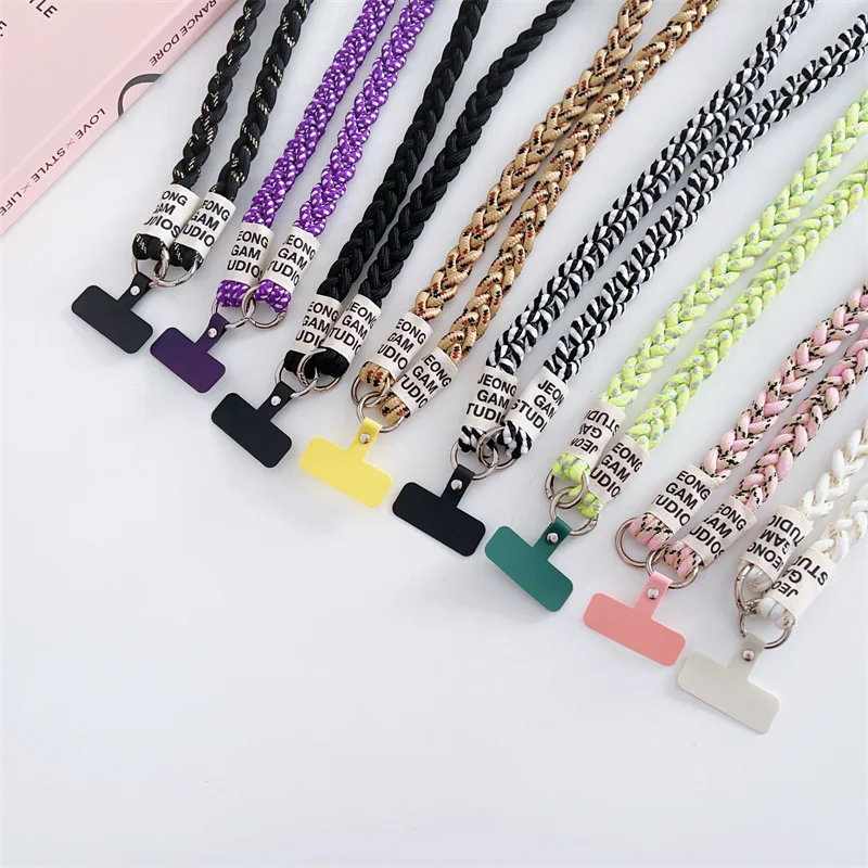 Woven Rope Long Shoulder Strap Universal Mobile Phone Lanyard Woman Jewelry Fashion Phone Case Anti Loss Pendant Accessories