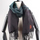 Woven Scarf Good Handfeel Woven Brushed Tassel Woven Embroidered Scarf For Winter