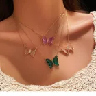 Necklace Diamond 2021 Colorful Necklace Women Charm Diamond Crystal Pendant Gold Butterfly Necklace