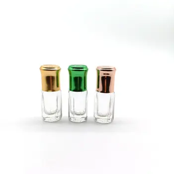 3ml Octagonal attar 8 faces perfume bottle glass roller ball bottle with glass ball and colorful aluminum plastic cap