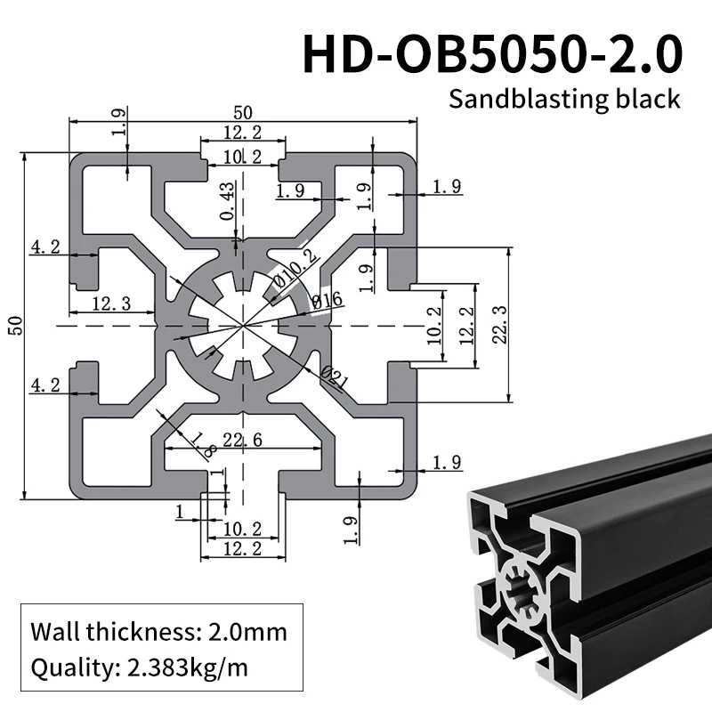 5050 Black Industrial Extruded Aluminum Profile Automation Equipment for Machining 5050 Aluminum Alloy Profiles supplier