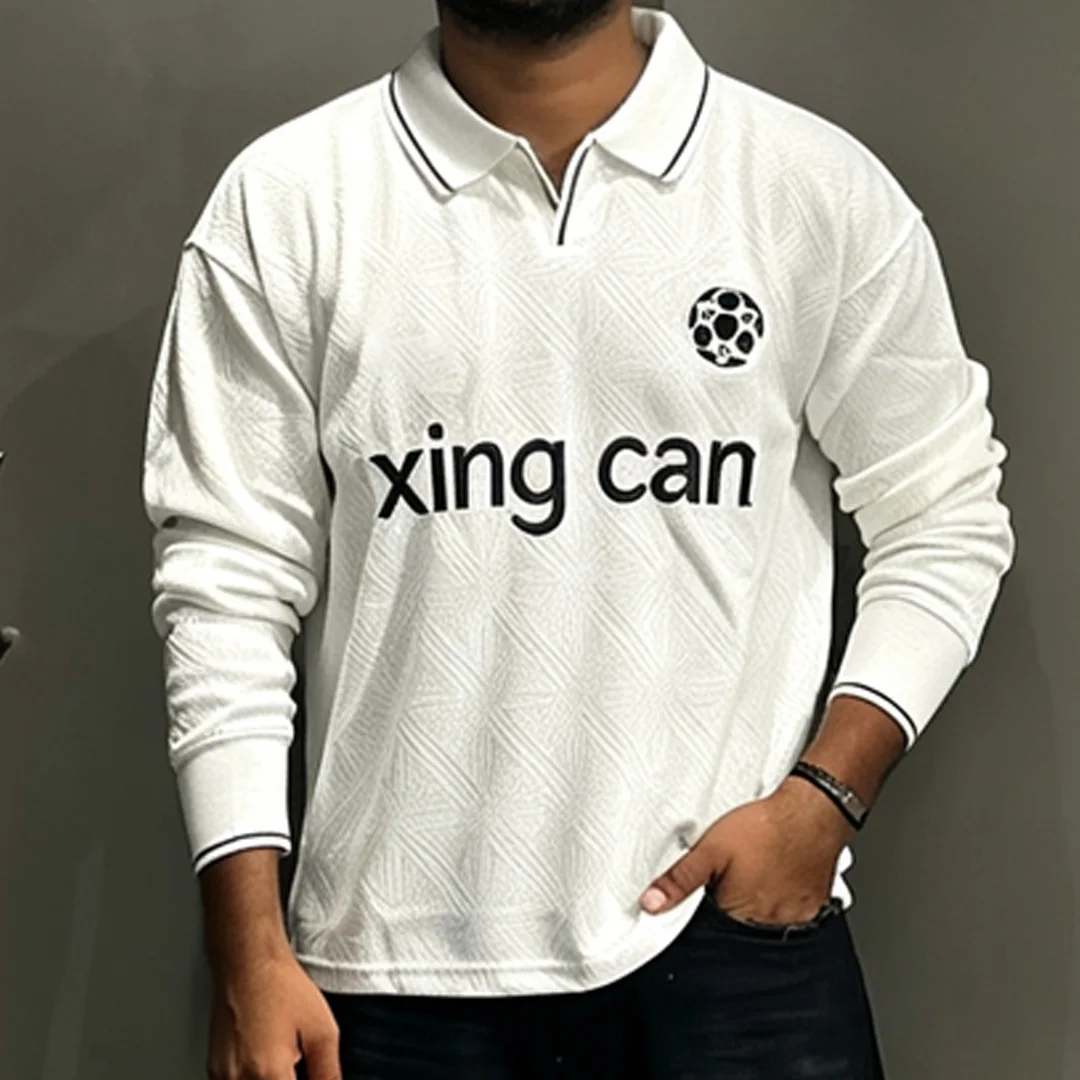 product custom logo rugby polo shirts mens casual long sleeve pullover knit polo tops with screen printing sports polo shirts for men-3