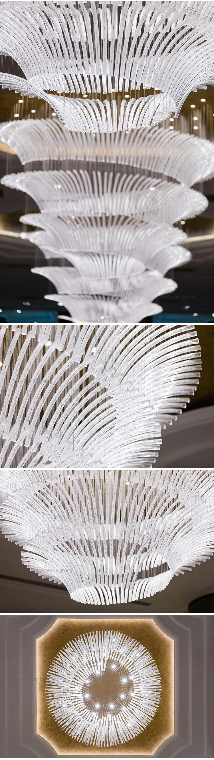 CPL-95 New Design Custom Made Decoration Lighting Luxury Large Hall Hotel Lobby Bespoke Glass Chandelier supplier