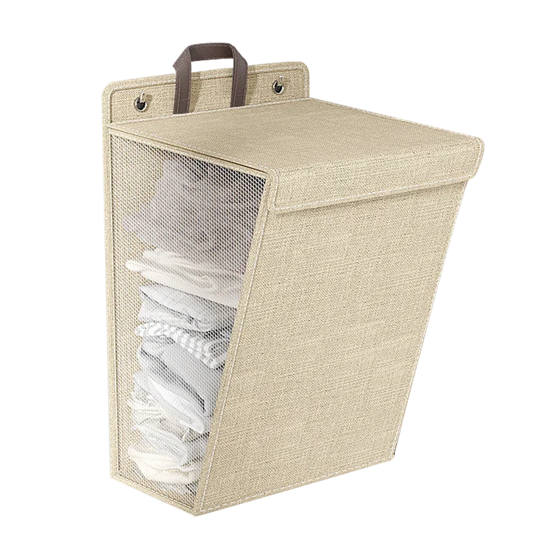 Large-capacity Wall Hanging Laundry Hamper with Hook Folding Laundry Basket With Lid Dirty Clothes Storage Basket