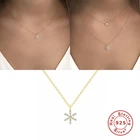 Sterling Silver Silver S925 Sterling Silver Fashion Clavicle Chain Female Diamond Snowflake Necklace