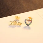 Earrings Cz Earring Hot Sale Heart And Love Shaped Ladies Earrings Rainbow Color CZ Cute Children Earring