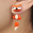 Earring Creative Handmade Polymer Clay Earring Animal Cartoon Fox Split Ear Studs