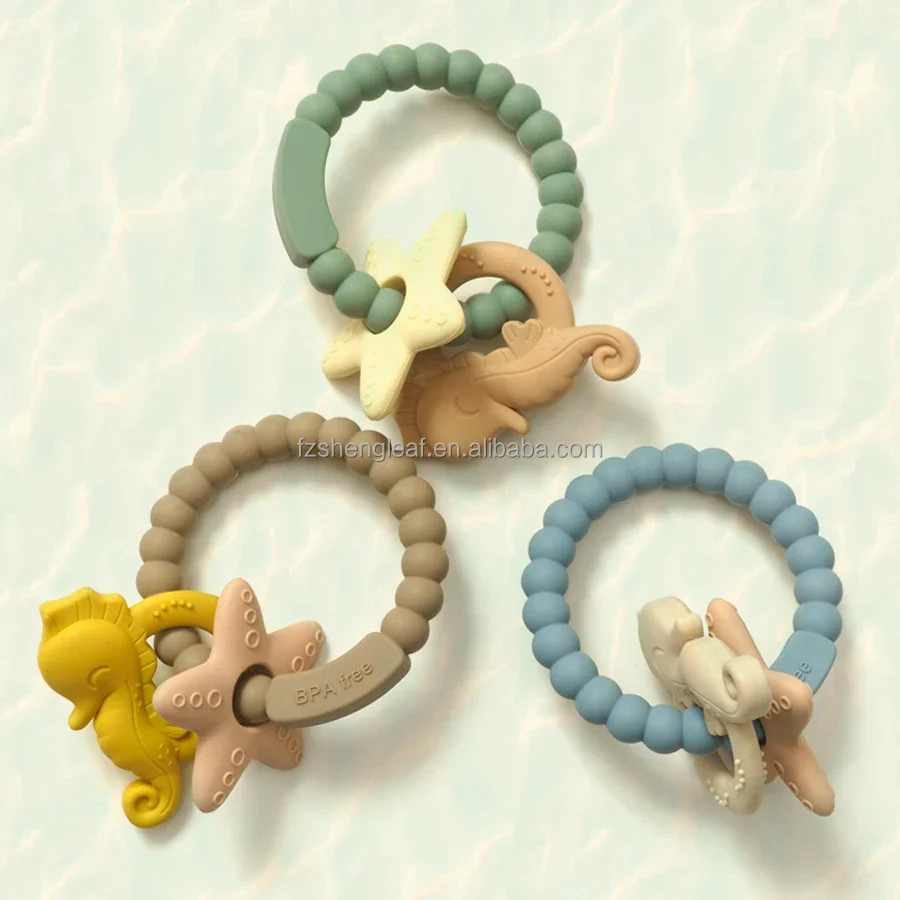 product cartoon shaped food grade bpa free custom silicone baby teether soft toy pacifier ring unisex customized teething aids-0