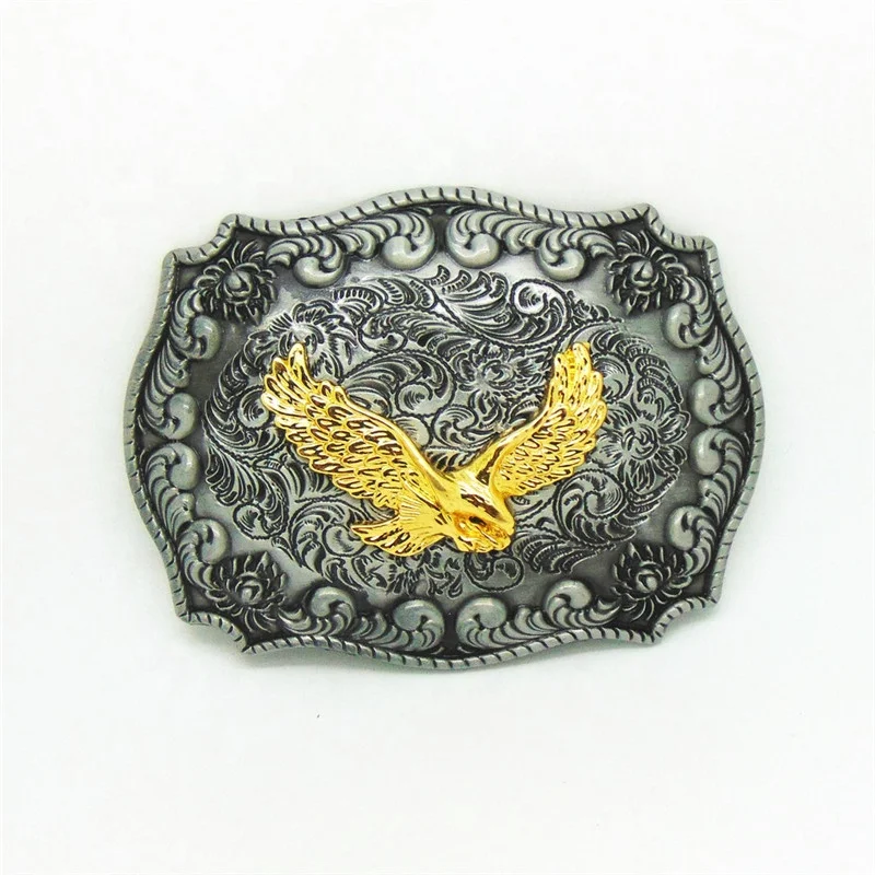 3D Logo Gold Silver Plated Custom Design Your Own Buckle Western Military Mens Belt Buckles with Eagle Logo