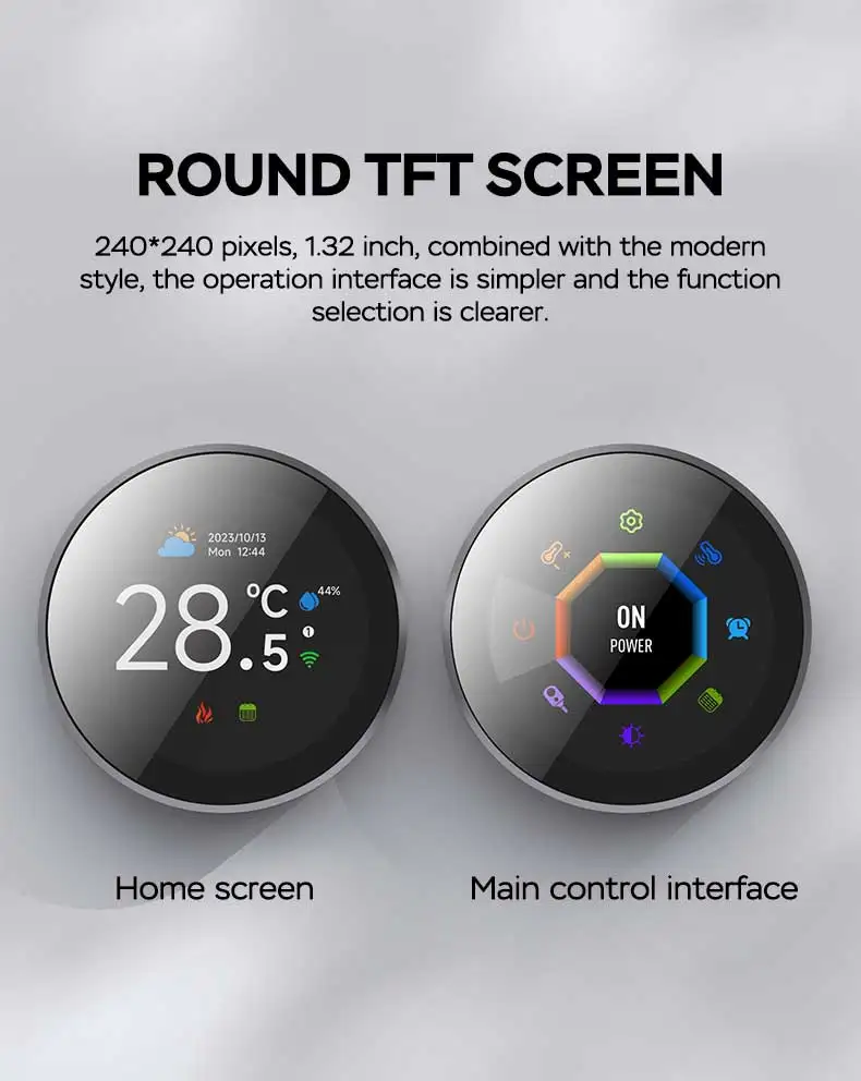 Modern 5A Smart TFT Knob WiFi Thermostat TUYA App Compatible with Alexa Google Assistant Seven Color Water Heating/Gas Boiler