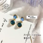Blue Earrings Round Face Skinny South Korea East Gate Temperament Korean New Blue Grey Women Morandi Earrings