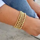 Lotus 14k Gold Plated Gold Filled Beaded Ball Stacking Stretch Bracelet