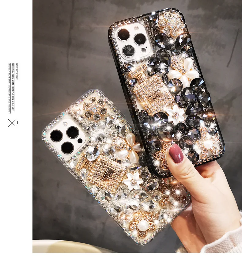 Luxury Rhinestone Bling Diamond Phone Cover Cases for iPhone 15 14 13 12 11 pro max 8 7 Plus Samsung S24 S23 A34 A54