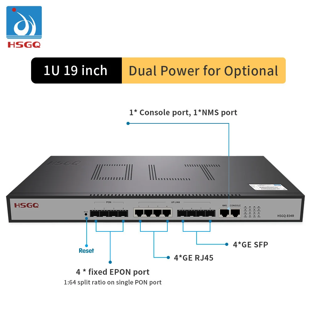 1g And 10g Olt 19inch 1u 4 Port Epon Olt For Ftth Solution Epon Olt