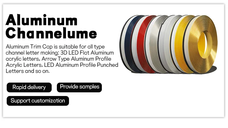 High Purity 1000 Series Grade Aluminum Trim Cap for Channel Letter with 50m Length and 5 Years Warranty