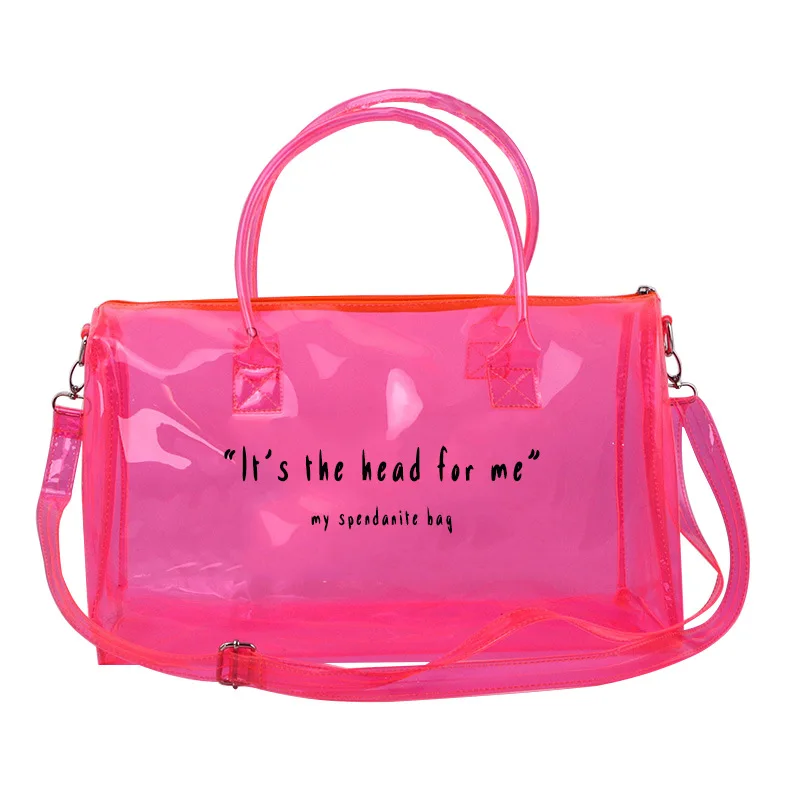 Customized Logo Pink PVC Duffle Bag Unisex Travel and Gym Sports Bag with Zipper Closure Fashionable Style