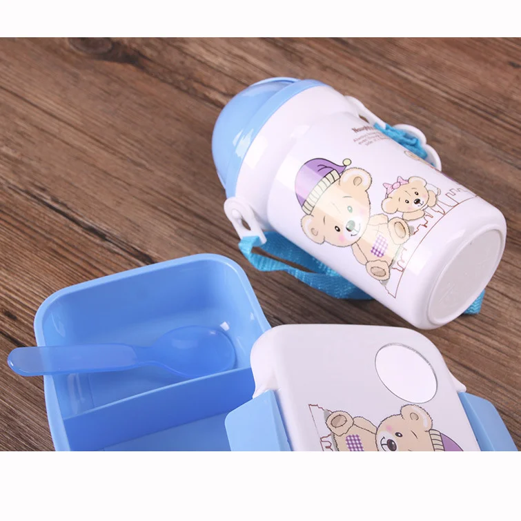 Eco Friendly Cartoon Bento Box Children Plastic Lunchbox Set Kids School Lunch Box And Water Bottle Set